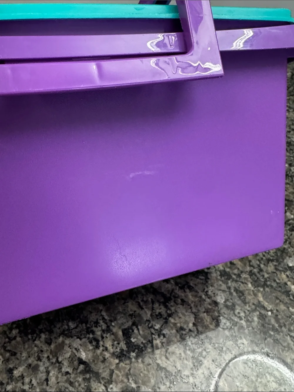 Tupperware Purple Container with Teal Lid and handle